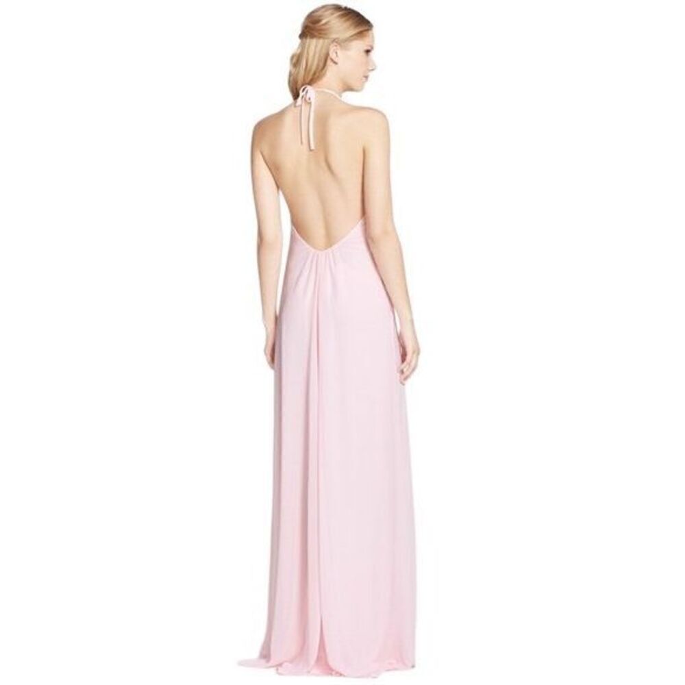 Nouvelle Amsale Jordan Open Back Chiffon Halter Bridesmaid Dress Medium - Picture 3 of 4